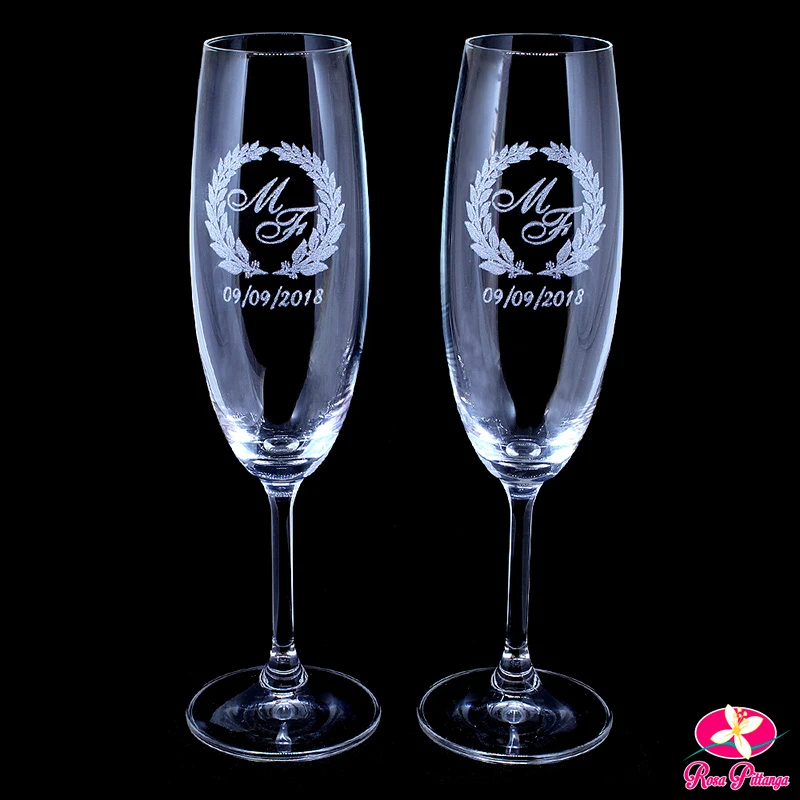 Taça de cristal personalizada para casamento na Casa Verde